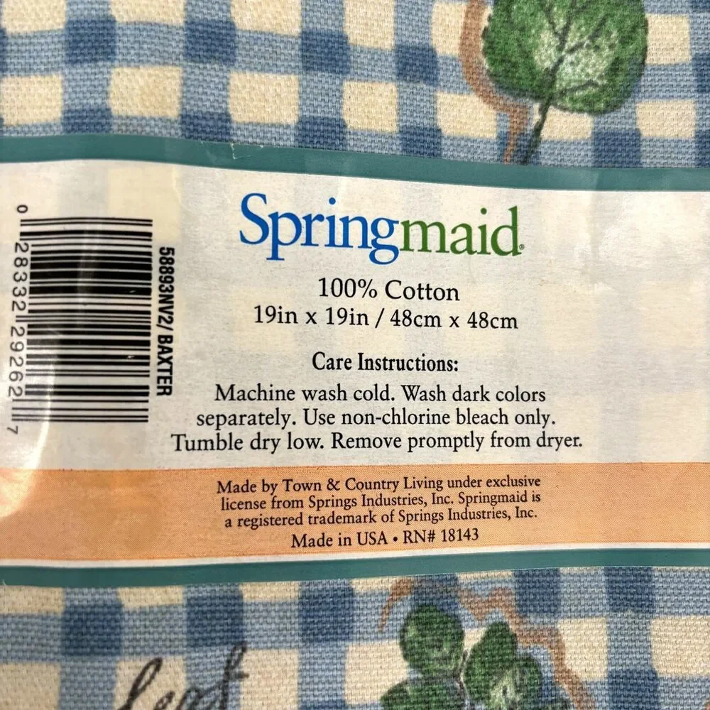 Gingham Dinner Napkins Country Farmhouse Cottagecore Springmaid Baxter Made USA